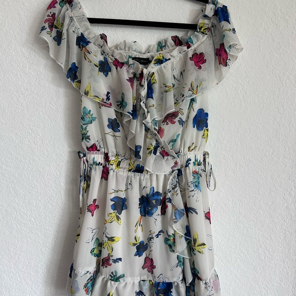 📚DROP⬇️ HOUSE OF HARLOW 1960 • White Ruffle Floral Dress • sz M - Picture 3 of 7